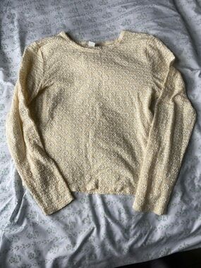 Old Navy Butter Yellow Floral Lace Textured Top